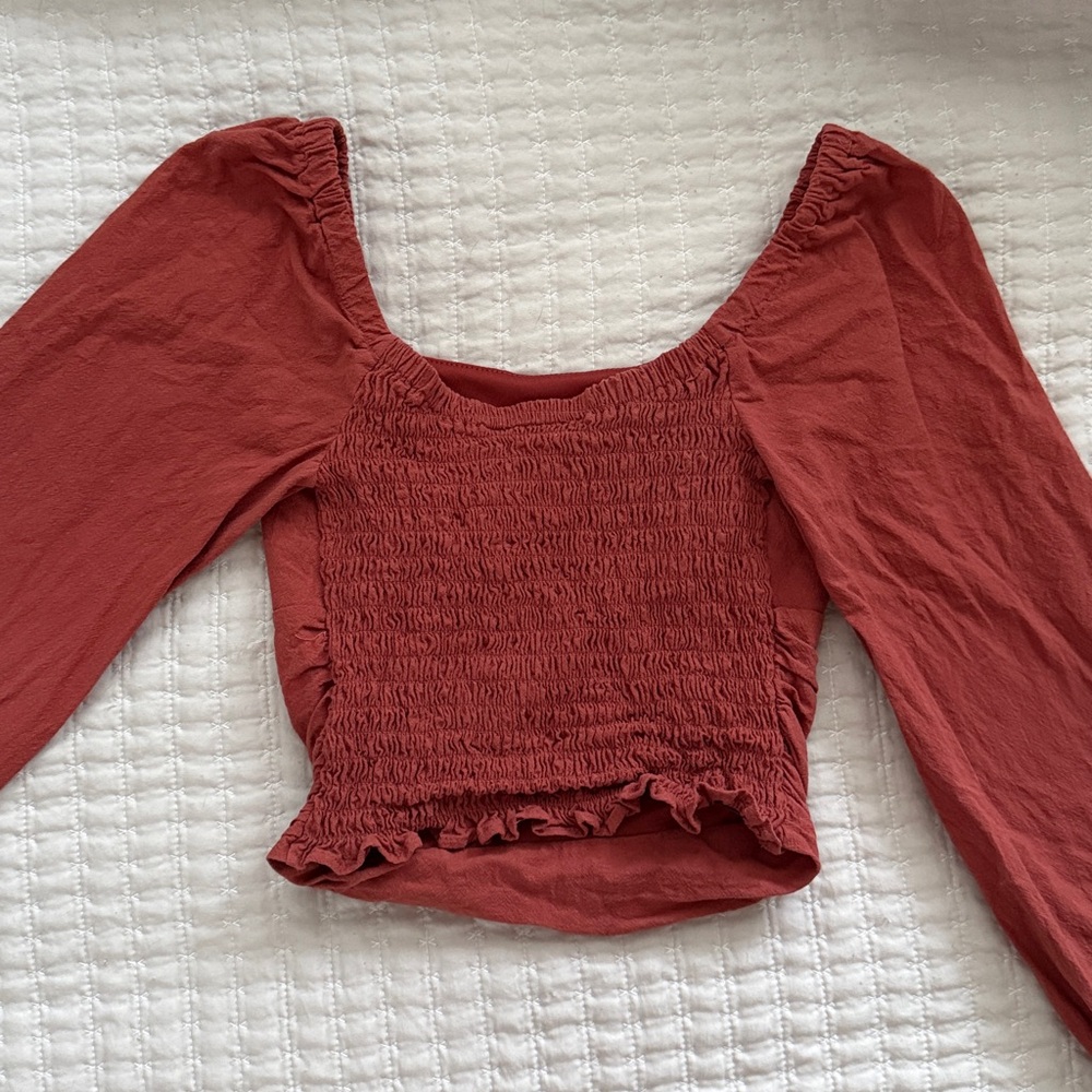 Rust Long Sleeve Blouse - Picture 2 of 4